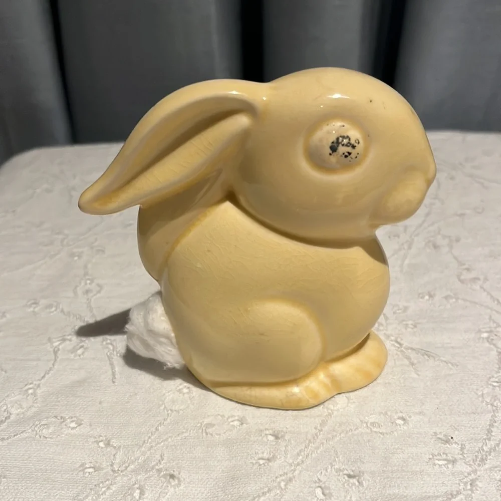 Vintage Yellow Bunny Rabbit Cotton Ball Dispenser Cameron Clay?